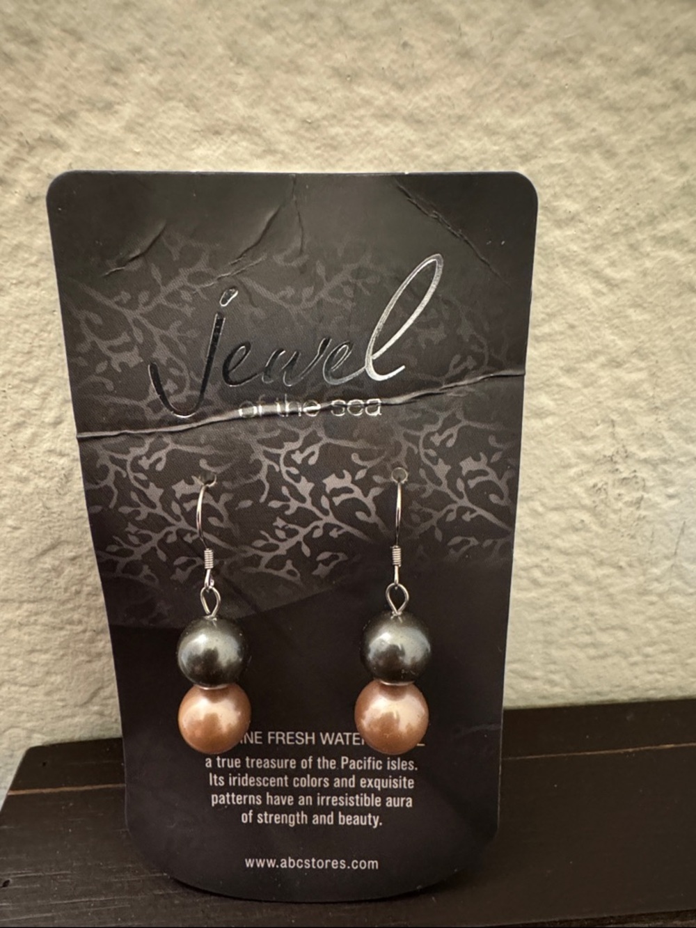 Two-Tone Genuine Fresh Water Pearl Drop Earrings - Pink & Gray